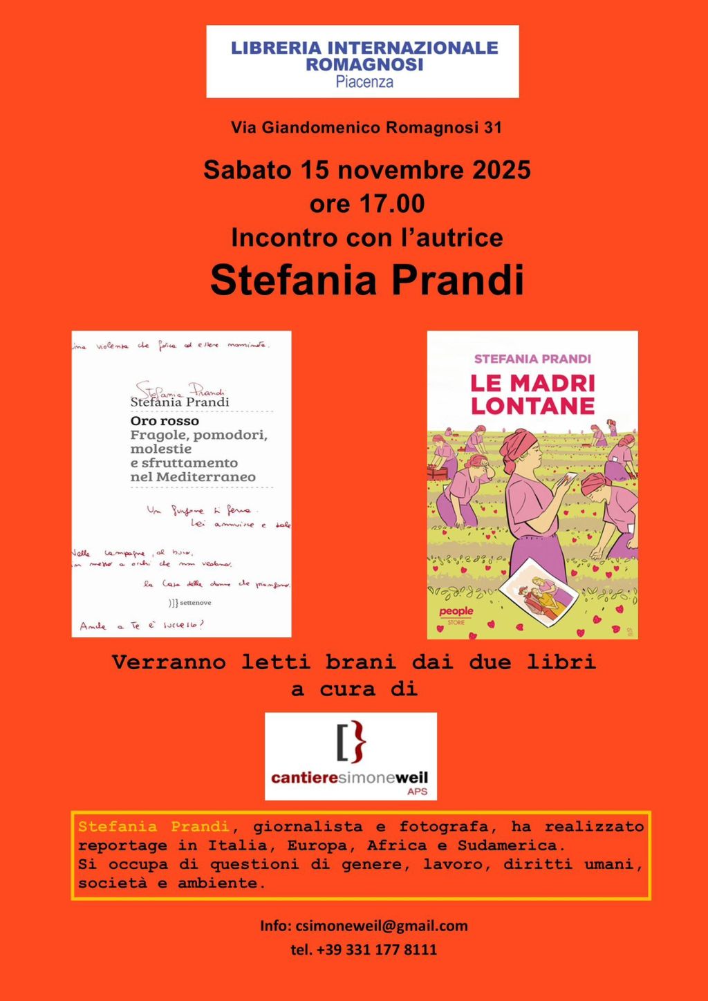 Locandina incontro con Autrice - Oro Rosso - Le Madri Lontane